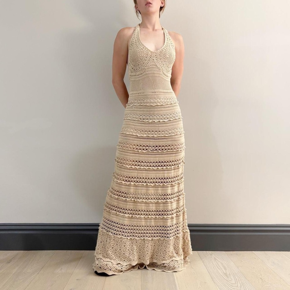 Y2k crochet boho mermaid maxi dress
